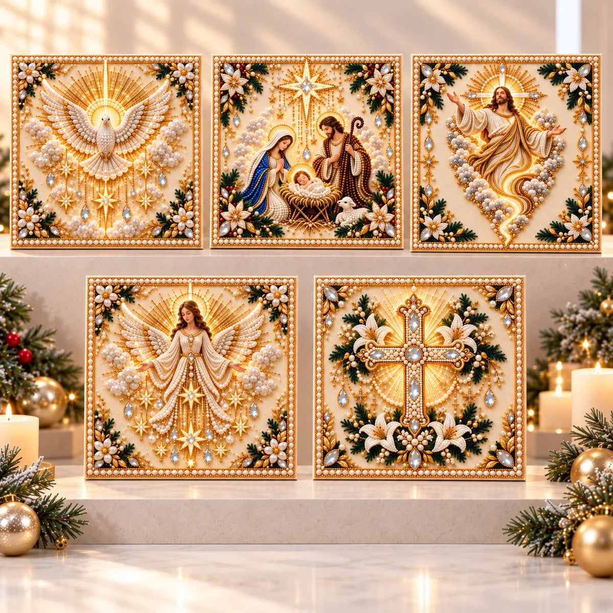 ⏳ Last Day 50% OFF – ✝️ Beginner-Friendly Christian Pearl Bead Art Kit | Pre-Printed Design with Built-In Wooden Frame & Complete Tools 💕