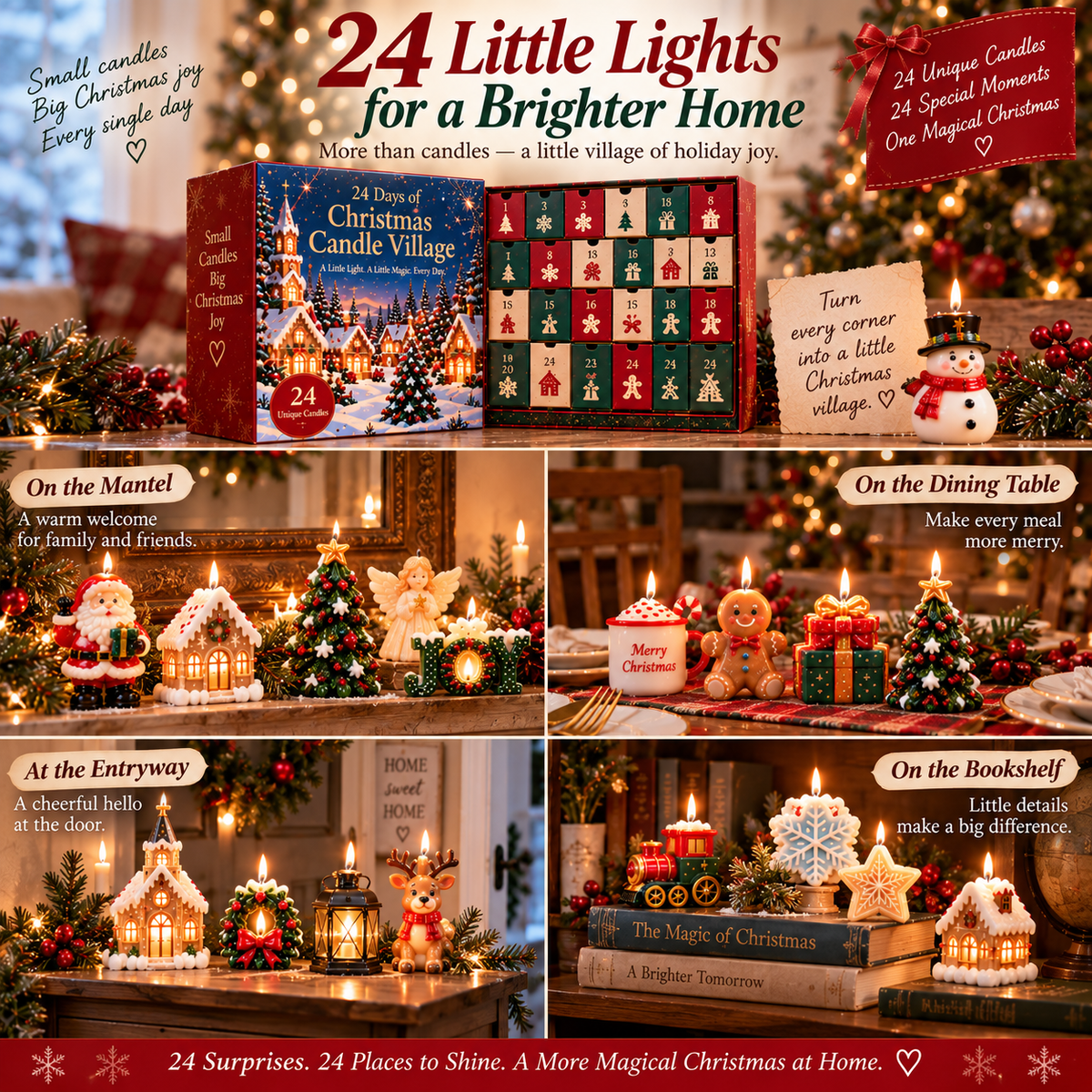 🎁 HOLIDAY KICKOFF SALE — 50% OFF 24 Days of Christmas Candle Village — Unbox, Collect & Light Your Village