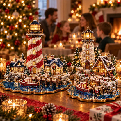 🎄 LAST DAY 49% OFF – Premium 2D Pearl Christmas Lighthouse Diamond Painting Art Kit | Luxury Flocked Canvas with Scratch-Resistant Non-Fading Pearl Beads DIY Holiday Decor 🎅⛄️❄️