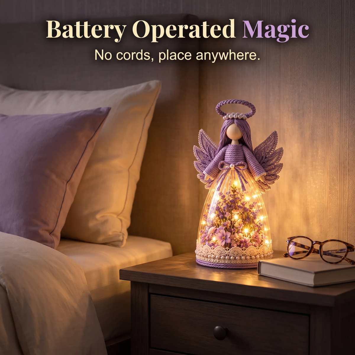 🌸 Lighted Floral Angel Figurine – Warm LED Guardian Angel Decor & Meaningful Gift