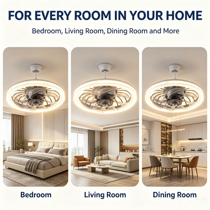 E27 Screw In Fan Light, 2 in 1 LED Ceiling Fan with Dimmable 3 Color Light, Quiet Remote Control Ventilation Fan Lamp