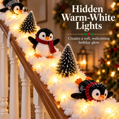 🐧Playful Penguin Snowy Stair Railing Decor