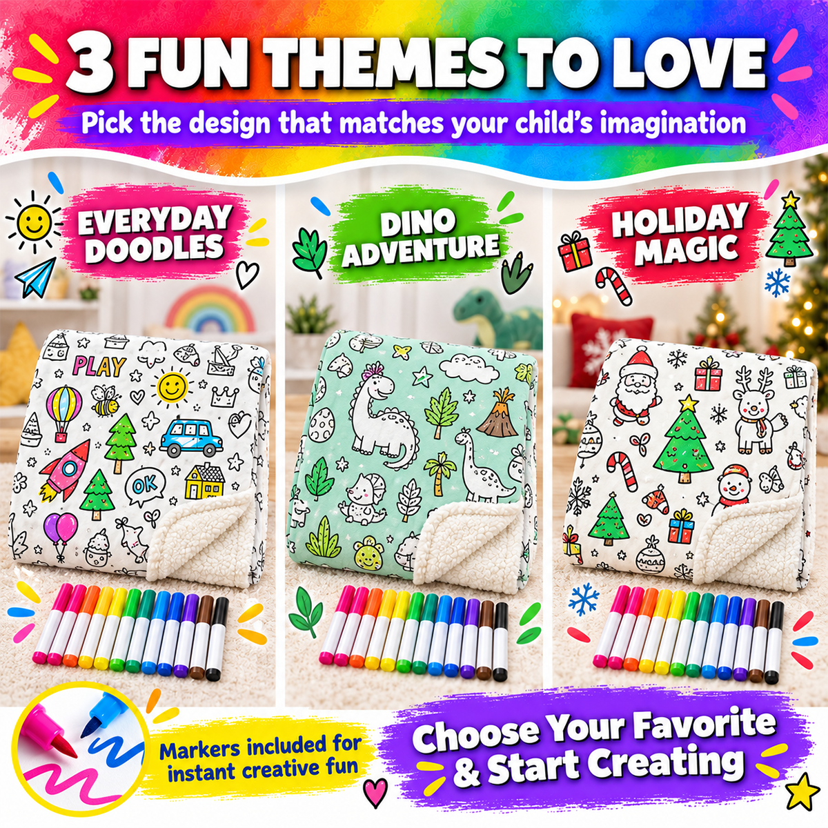 🎨DIY Coloring Blanket with 12 Markers🖍️
