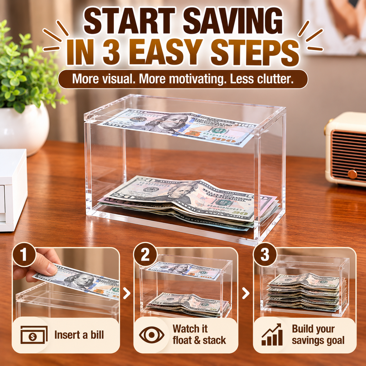 💵 Floating Money Box – Turn Every Bill Into a Satisfying Saving Moment ✨