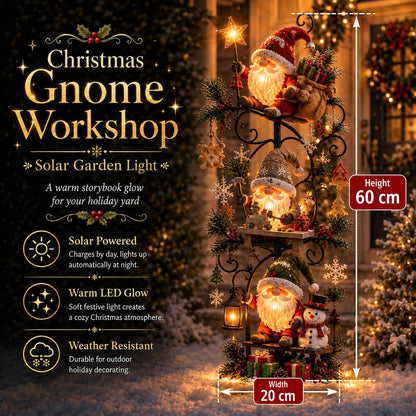 🎄🍄 Christmas Gnome Workshop Solar Garden Light – Magical Outdoor Holiday Yard Decor 🎁🌟
