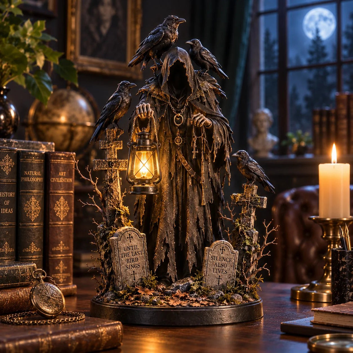 Keeper of the Last Light – Raven Guardian Lantern Statue