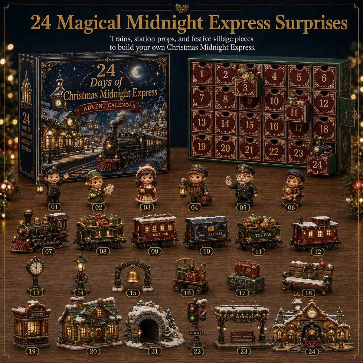 ✨🎄24 Days Of Christmas Village Friends Advent Calendar | 24 Unique Miniature Characters, Shops & Holiday Collectibles for a Complete Festive Village