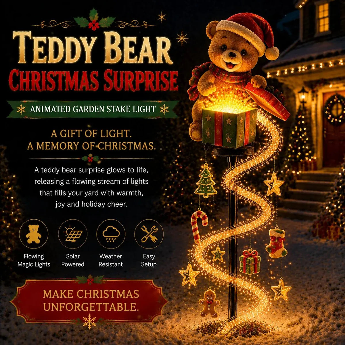 💥50% OFF🎄 Christmas Magic Garden – Solar Powered Flowing Light Collection