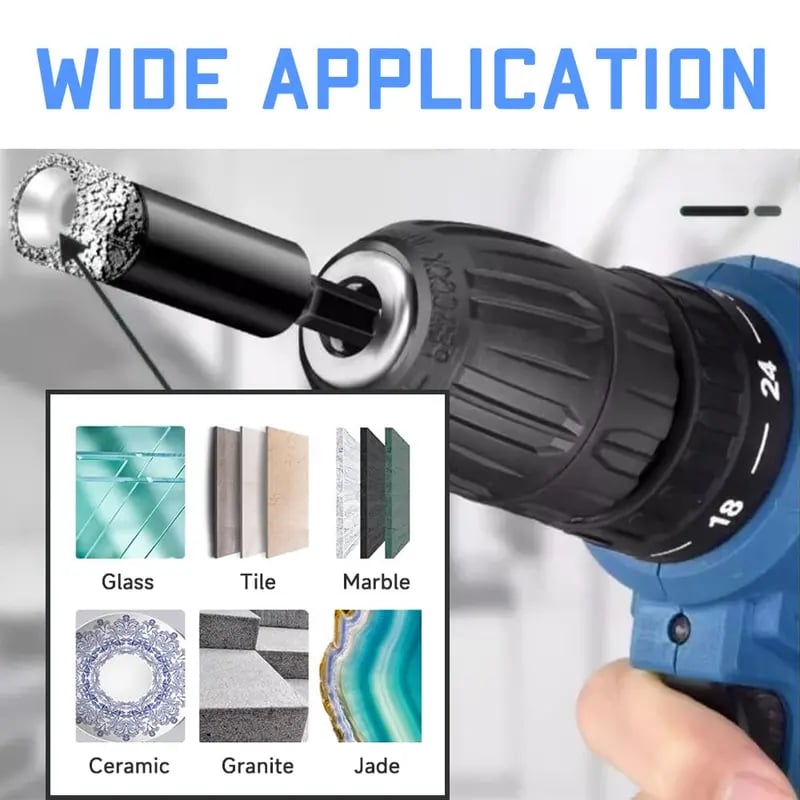 🔥49% OFF |Dry Diamond Drill Bit Set 🛠 Hex Shank Brazed Hole Saw for Tile, Glass & Granite