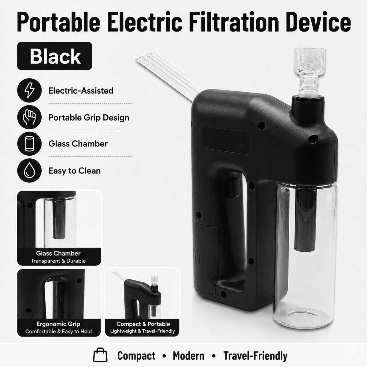 ⚡ LAST DAY 49% OFF – Portable Handheld Electric Filtration Device | Compact Glass Chamber Design with Electric-Assisted Operation & 6 Color Options ✨