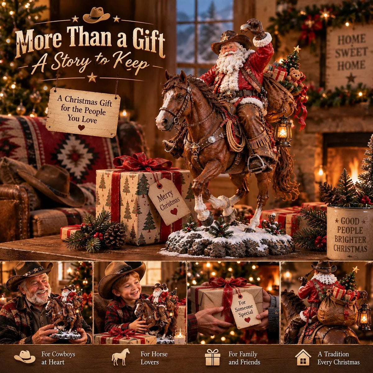 🔥Last Day 50% Off🎄 Home for Christmas Cowboy Santa – Rustic Western Holiday Memory Keepsake