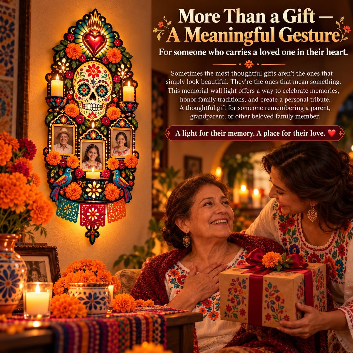 🕯️ Día de los Muertos Memorial Wall Light-❤️A Light for Those Who Live Forever in Our Hearts. ❤️