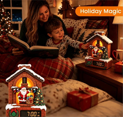 🎅Santa Fireplace Digital Alarm Clock – Lighted Christmas Diorama