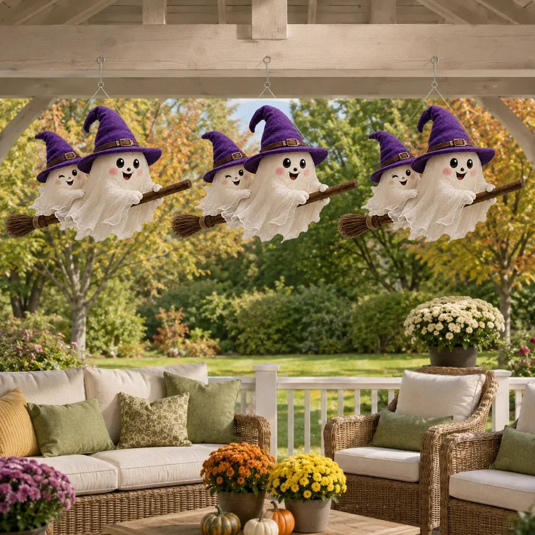 🔥 LAST DAY 49% OFF 🎃 Moonlight Mischief Lighted Ghost Broom Hanger
