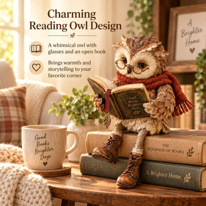 🦉 Reading Owl Figurine – Charming Book Lover Decor & Gift