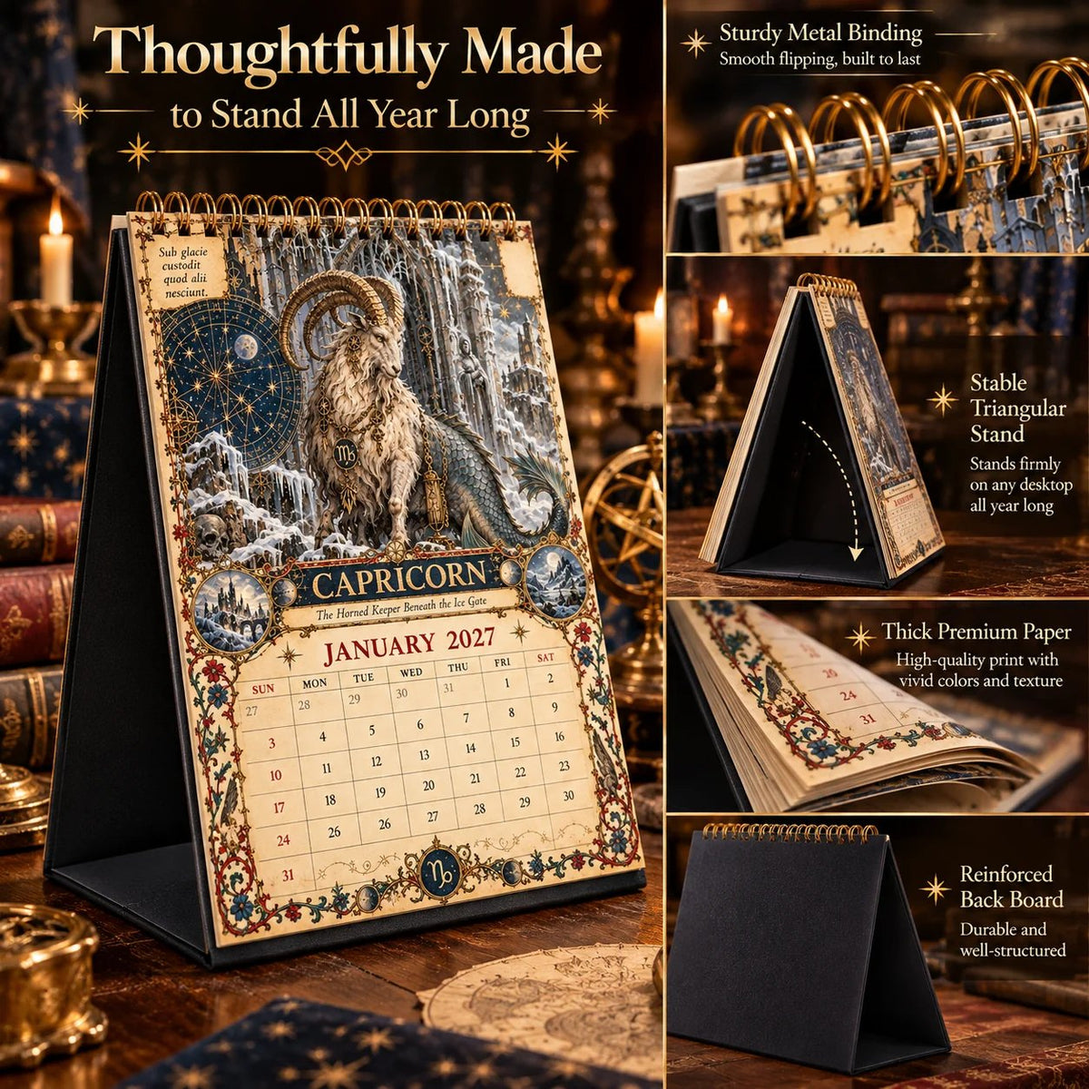 ⏳ Last Day 49% OFF – 🔮 2027 Zodiac Grimoire Desk Calendar | 12 Medieval-Inspired Zodiac Artworks for Astrology & Gothic Art Lovers ✨