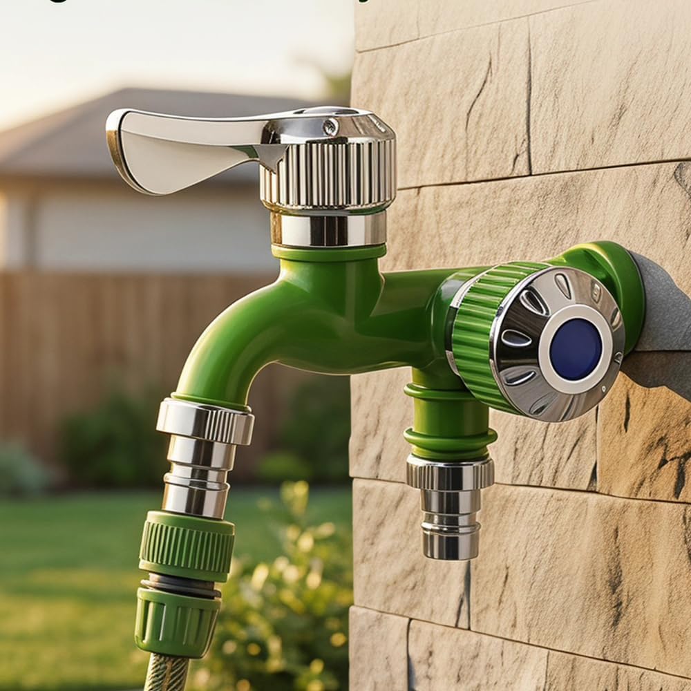 💧 Dual-Outlet Faucet – Two Independent Water Connections for Laundry, Garden & Everyday Cleaning