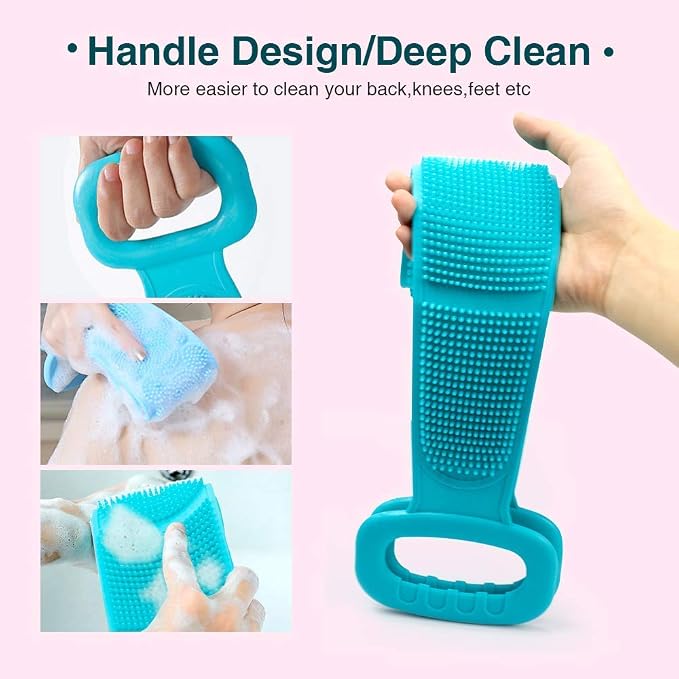 🖐Long double-sided silicone bath scrubber