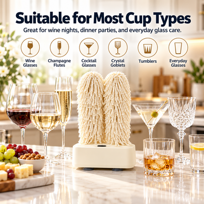 🍷 Electric Wine Glass Polisher & Dryer – Dual-Head Automatic Glassware Polishing Machine