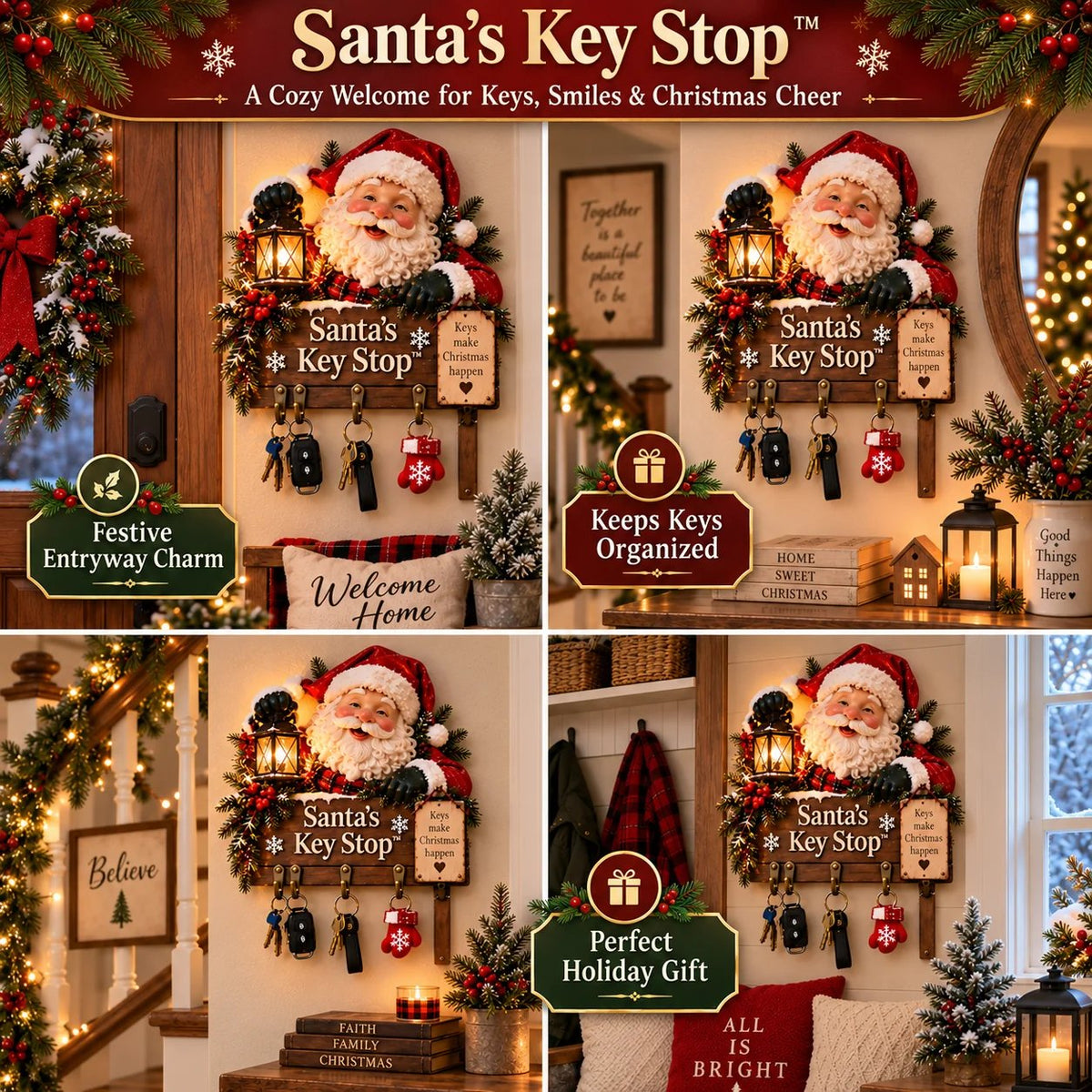 ✨Welcome Key Holder™– Lighted Christmas Entryway Wall Decor