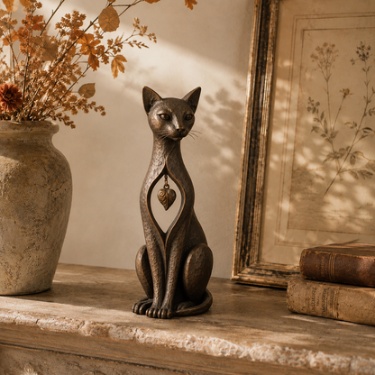🐱 ❤️Last Day 49% OFF – Heritage Heart Cat Sculpture™ | Vintage Metal Keepsake for Cat Lovers