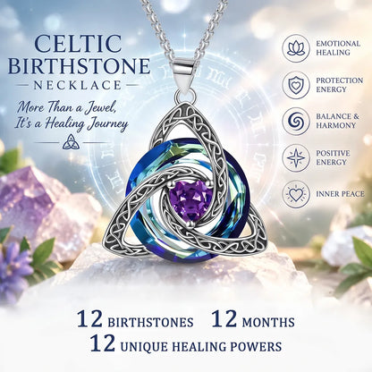 💎 12 Birthstone Celtic Knot Necklace for Women – Personalized Birth Month Jewelry Gift