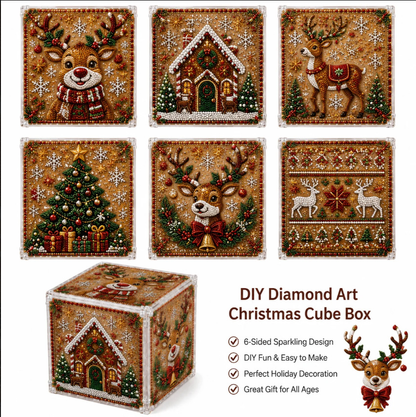 🎄✨ 3D Light-Up Christmas Diamond Painting Gift Box DIY Kit – Sparkling Holiday Craft Decor