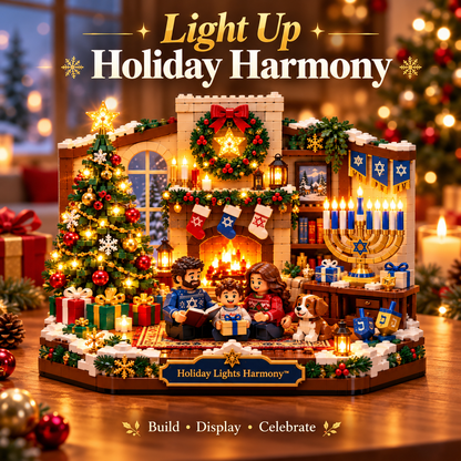 🥰Hot Sale🎄 Holiday Lights Harmony™ – Christmas & Hanukkah Light-Up Family Building Set