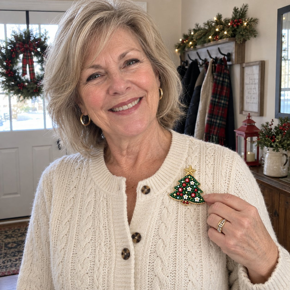 🎄Beginner-Friendly Christmas Diamond Painting Brooch DIY Kit | 6 Festive Designs with Sparkling Gems & Pin Backs 💎