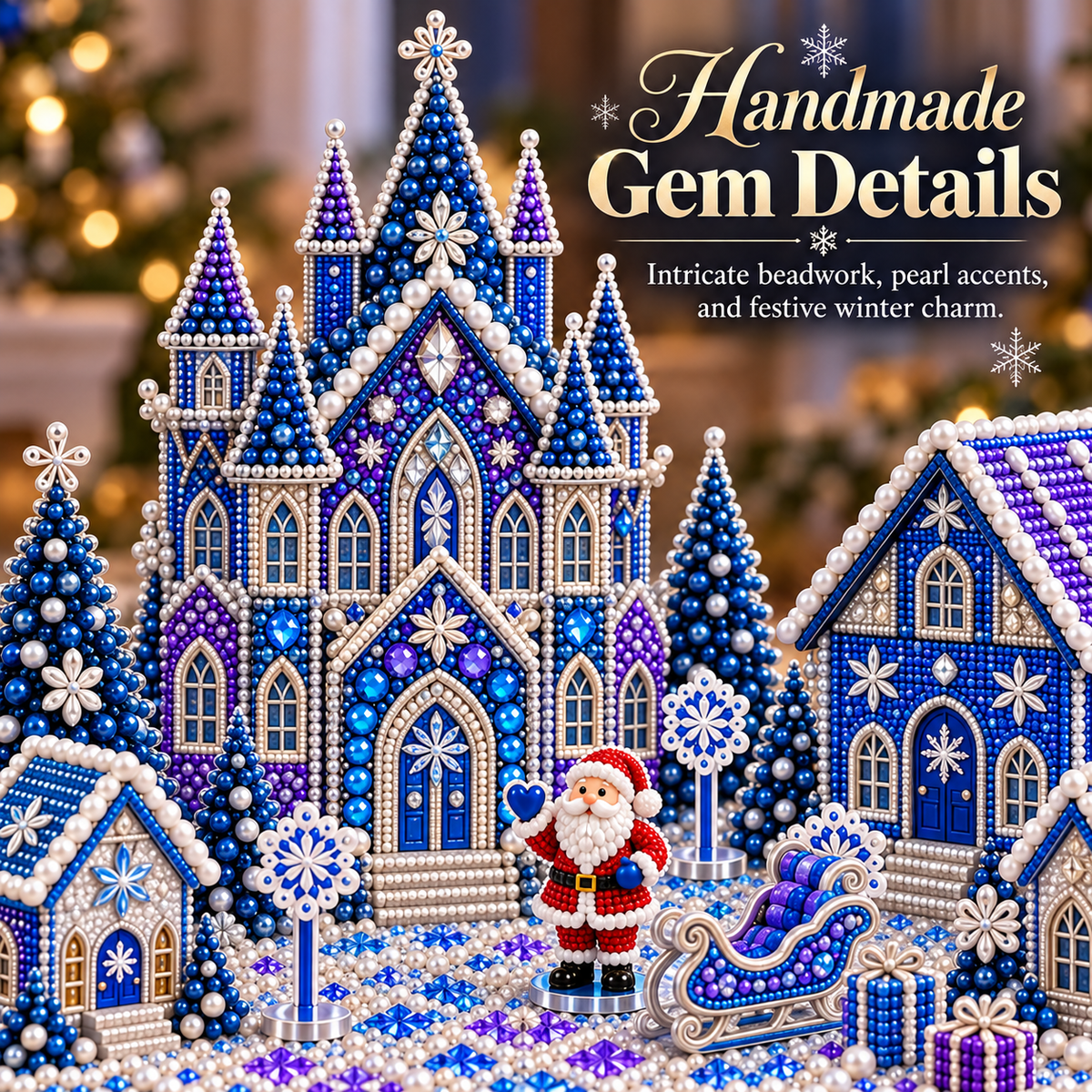 🎄 3D Christmas Village Gem Art DIY Kit – Sparkling Handmade Holiday Display
