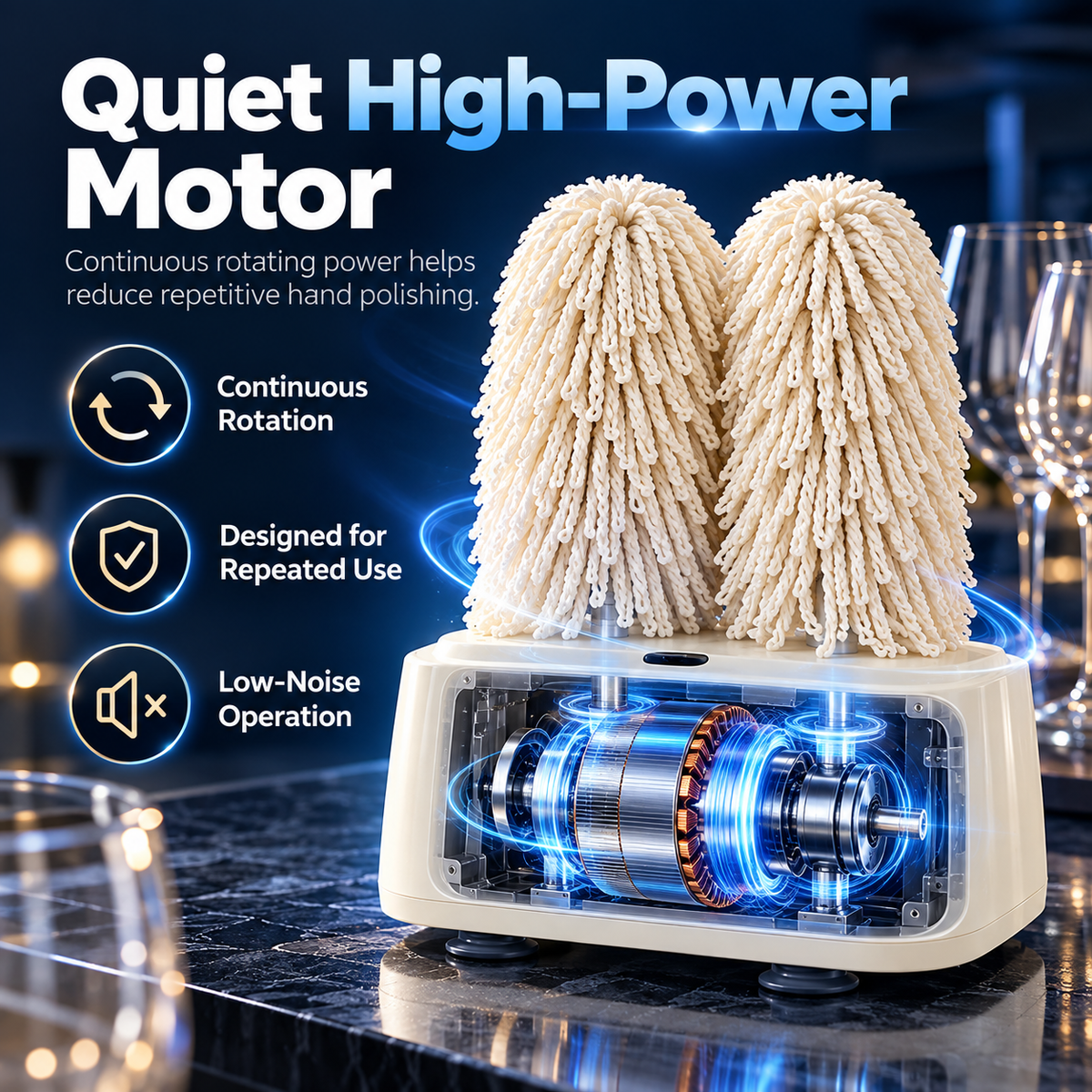 🍷 Electric Wine Glass Polisher & Dryer – Dual-Head Automatic Glassware Polishing Machine