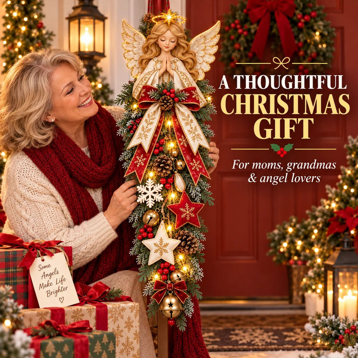 👼 Light-up Angel Christmas Door Decoration Gift – A Christmas blessing from heaven