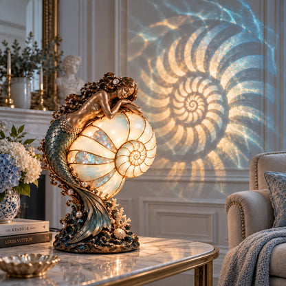 🧜‍♀️ Moon-Tide Mermaid Nautilus Lamp