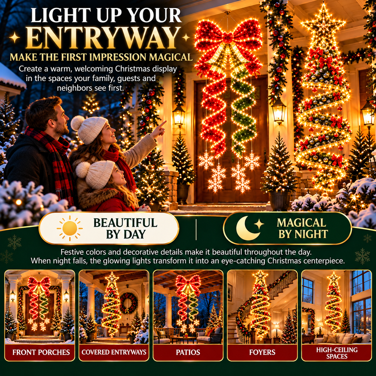 ⏰ LAST DAY 50% OFF 🎀 Giant Lighted Christmas Bow – Wrap Your Home in Holiday Magic ✨🎄