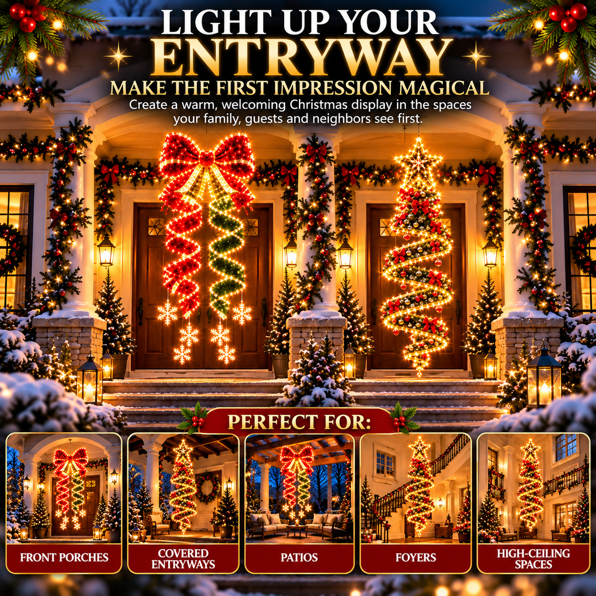 ⏰ LAST DAY 50% OFF 🎀 Giant Lighted Christmas Bow – Wrap Your Home in Holiday Magic ✨🎄