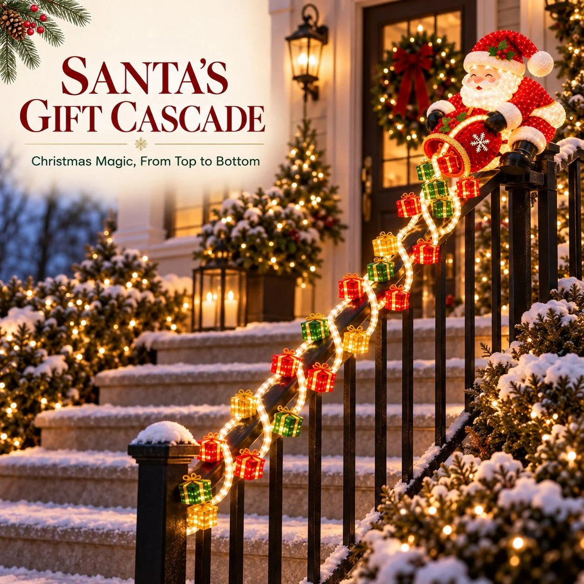 🔥Buy 2 Get 20% OFF🔥🎅 Santa Magic Gift Cascade Railing Light