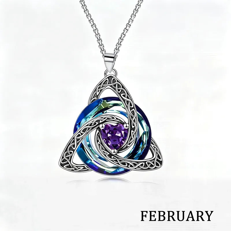 💎 12 Birthstone Celtic Knot Necklace for Women – Personalized Birth Month Jewelry Gift