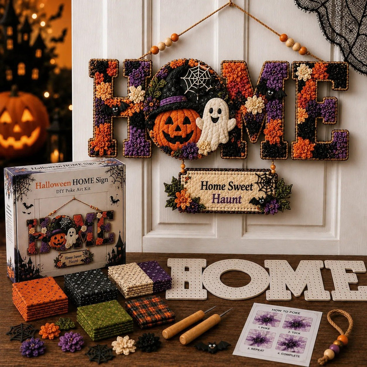 🔥 Last Day 49% OFF | 🏡 HOME Sweet HOME DIY Fabric Poke Art Kit ✨