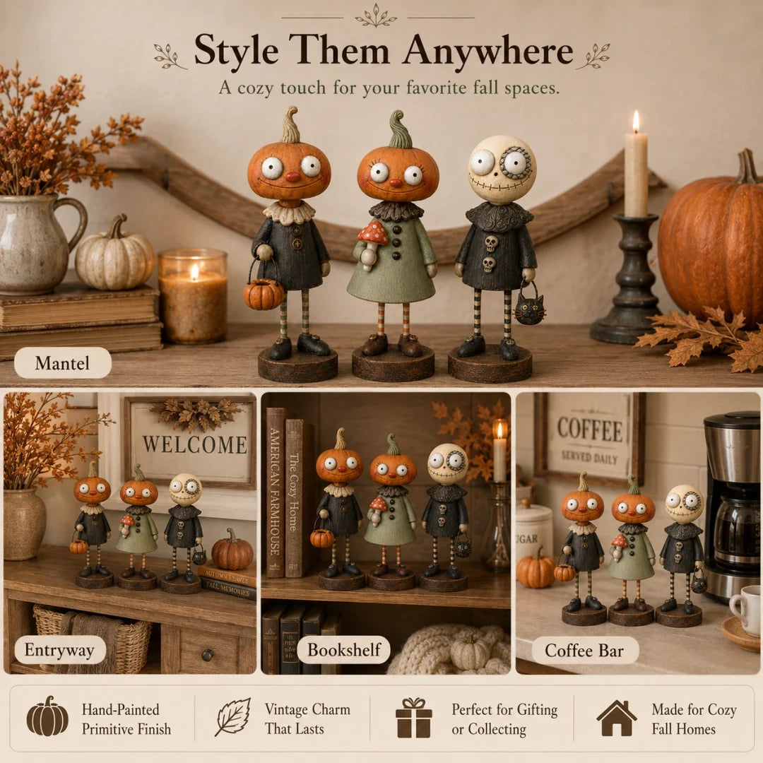 🎃Primitive Pumpkin Friends –  🧡Vintage Halloween Collectible Figurines