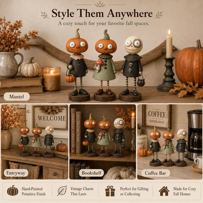 🎃Primitive Pumpkin Friends –  🧡Vintage Halloween Collectible Figurines
