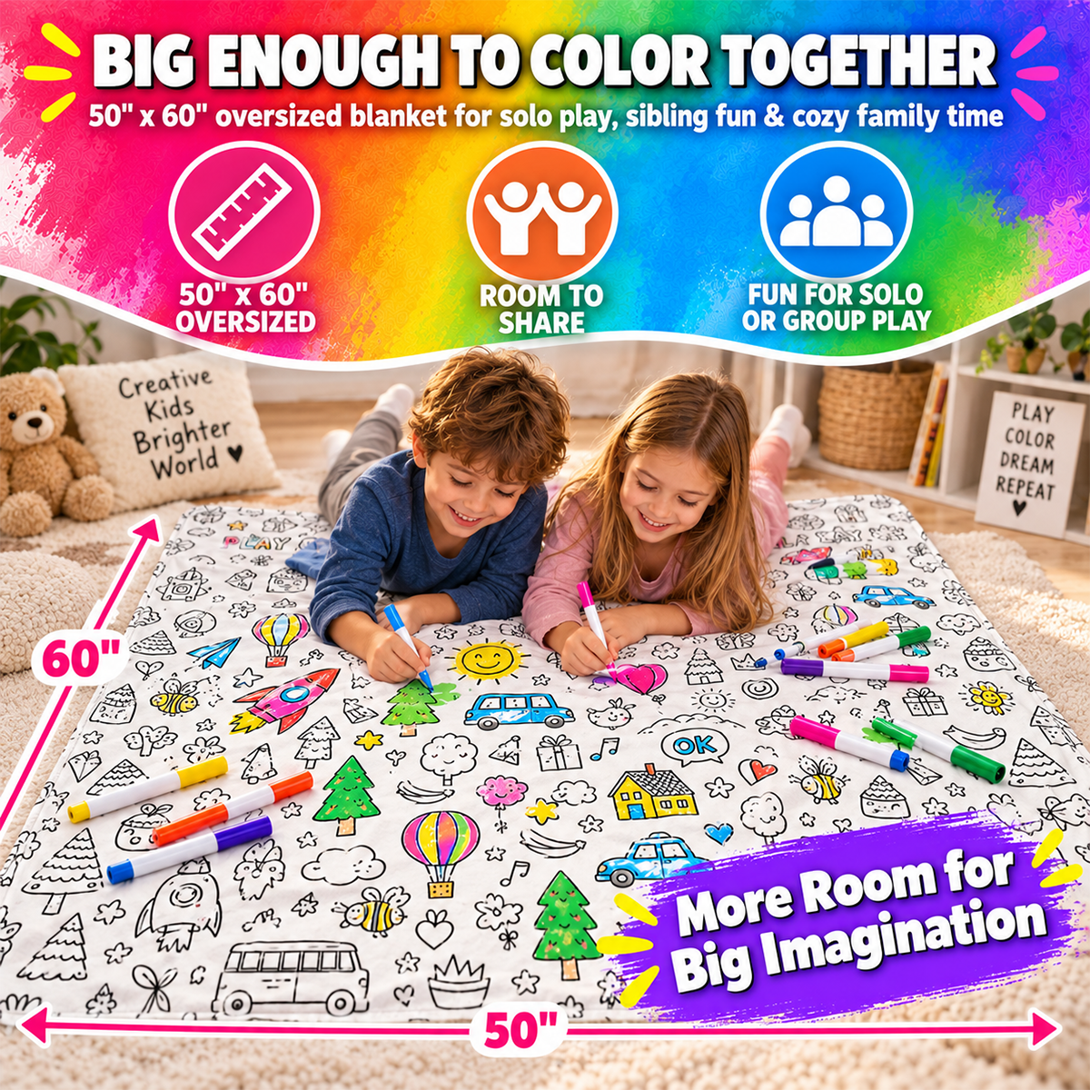 🎨DIY Coloring Blanket with 12 Markers🖍️