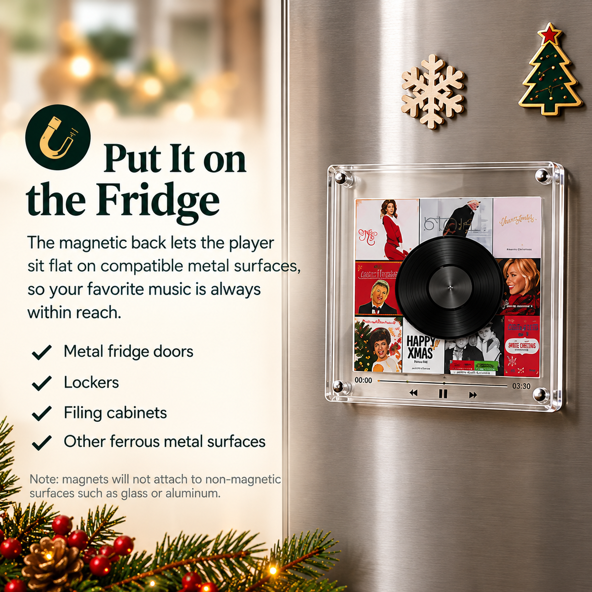 🎵 NFC Vinyl Music Player – Personalized Christmas Song Disc Gift