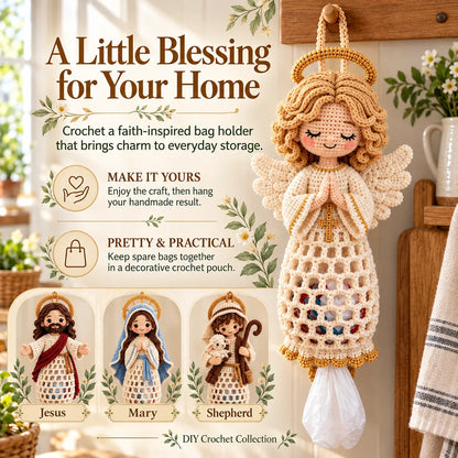 🧶 Beginner-Friendly Blessed Home Crochet Bag Holder DIY Kit | 4 Faith-Inspired Designs with Yarn, Tools & Guide Included ✝️