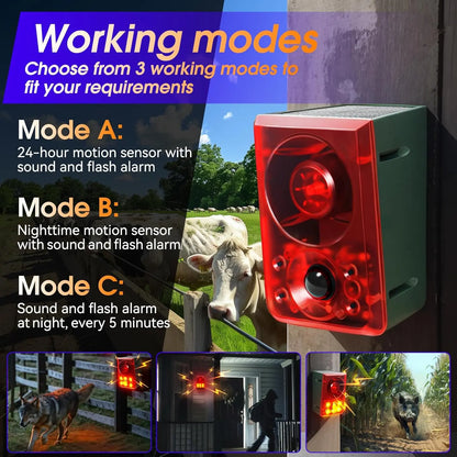 🚨 Solar-Powered Outdoor Motion Alarm -Remote-Controlled Farm& Garden Security Siren