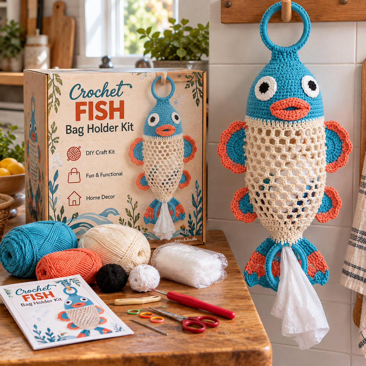 🧶Crochet Animal Bag Holder DIY Kit – Cute & Functional Hanging Storage Craft Kit