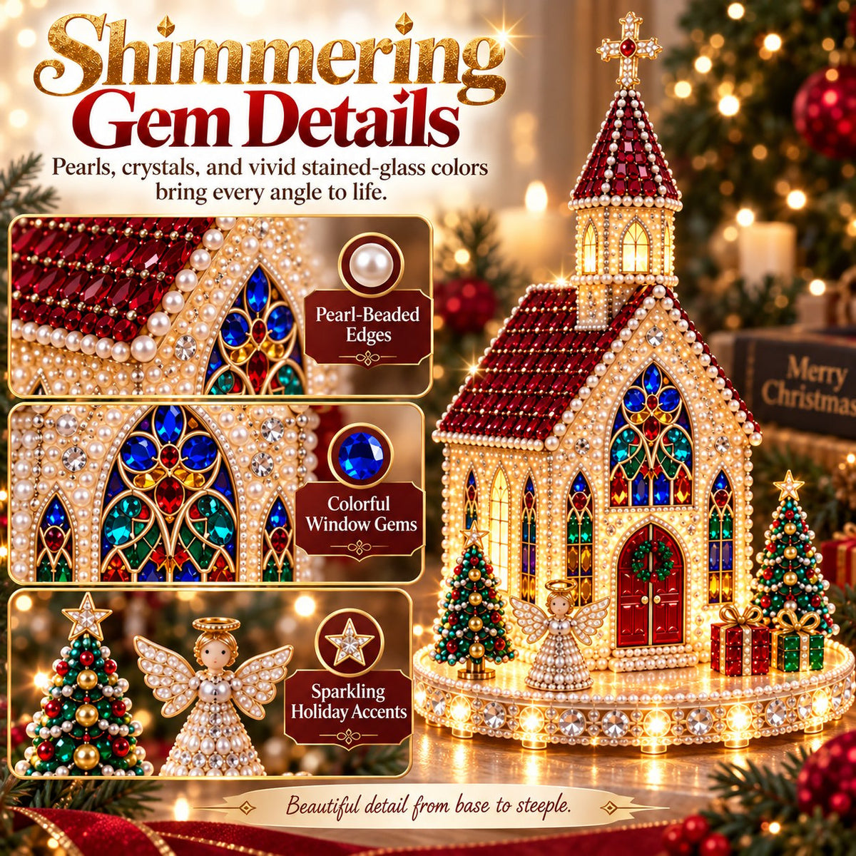 💯🔥Sparkling Christmas Church DIY Gem Art Kit