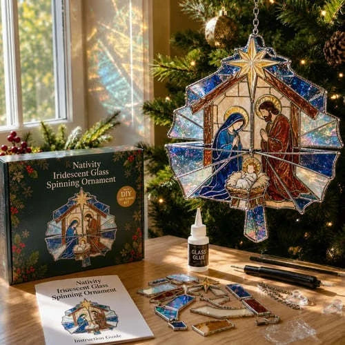 🎄Beginner-Friendly Christmas Iridescent Suncatcher DIY Kit | Complete Kit with Glass-Style Panels, Metal Frames, Hanging Chain, Tools & Step-by-Step Guide Included 💕