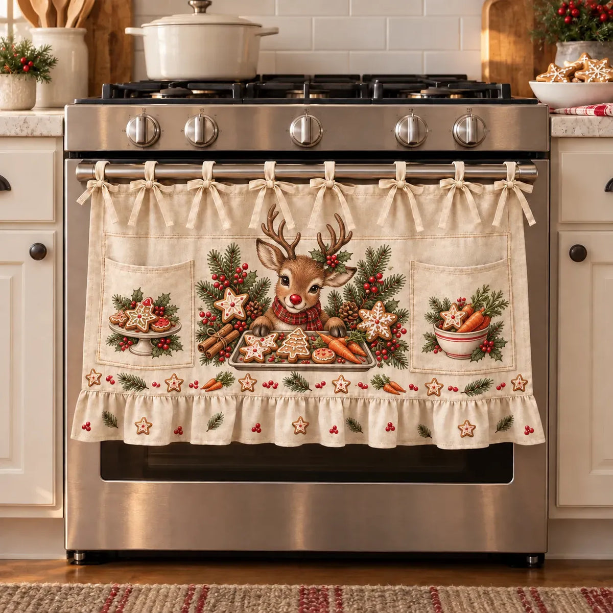 Reindeer Treat Station kitchen skirt
