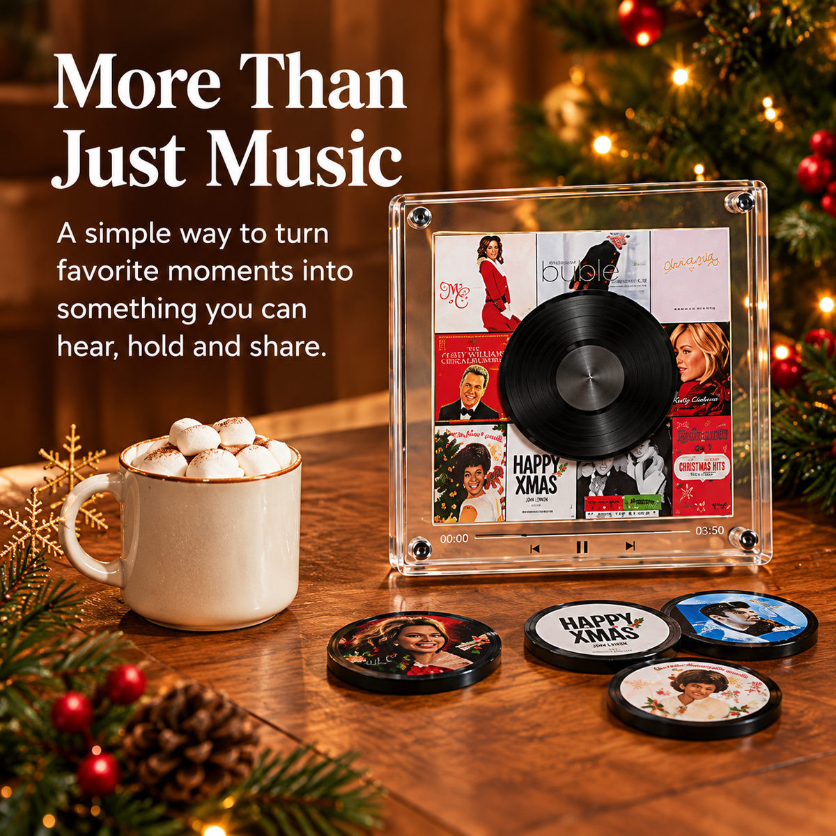 🎵 NFC Vinyl Music Player – Personalized Christmas Song Disc Gift