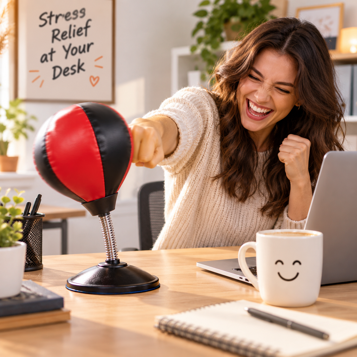 🥊 Bavixa.com™ Desktop Punching Bag – Stress-Busting Desk Toy with Suction Base